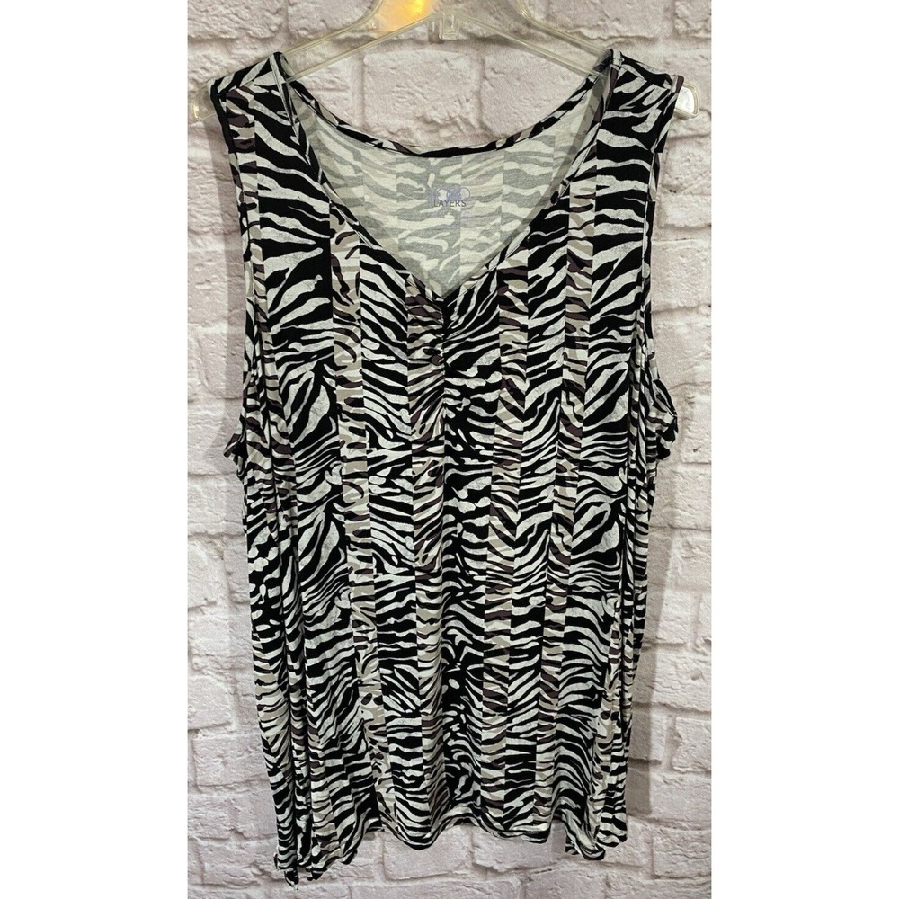 LOGO Layers Lori Goldstein Sleeveless Tunic Top 3X Gathered Stretchy‎ Shirt